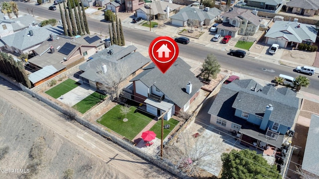 bird's eye view with a residential view