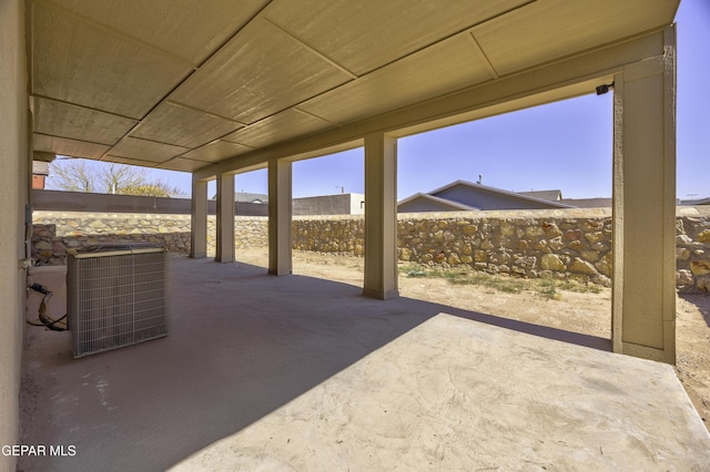 view of patio / terrace featuring central AC and a fenced backyard