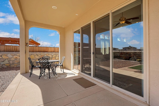 view of patio / terrace with fence and outdoor dining area