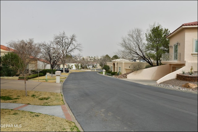 view of road featuring a residential view