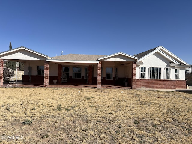 225 Peyton Rd, El Paso, TX 79928 - rear view of property with brick siding, ceiling fan, and a patio