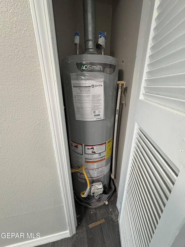 utility room featuring gas water heater