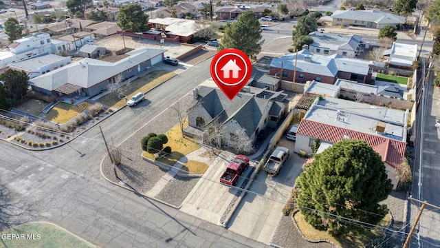 bird's eye view with a residential view