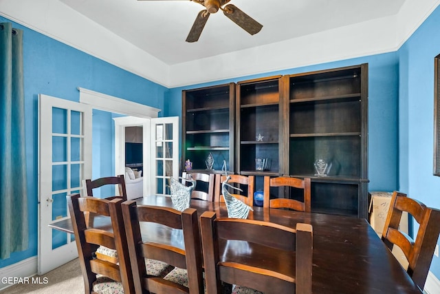 dining space featuring ceiling fan