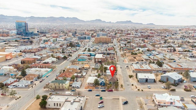 drone / aerial view with a mountain view