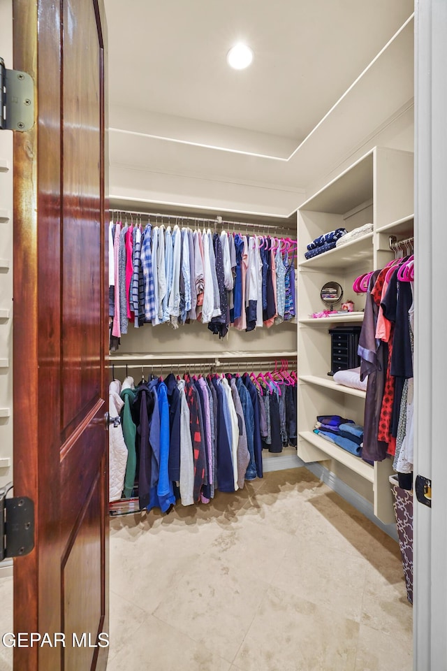 view of walk in closet