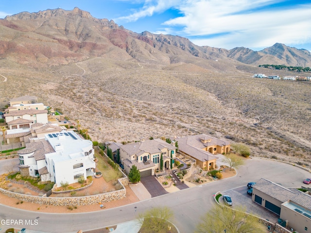 drone / aerial view with a mountain view and a residential view