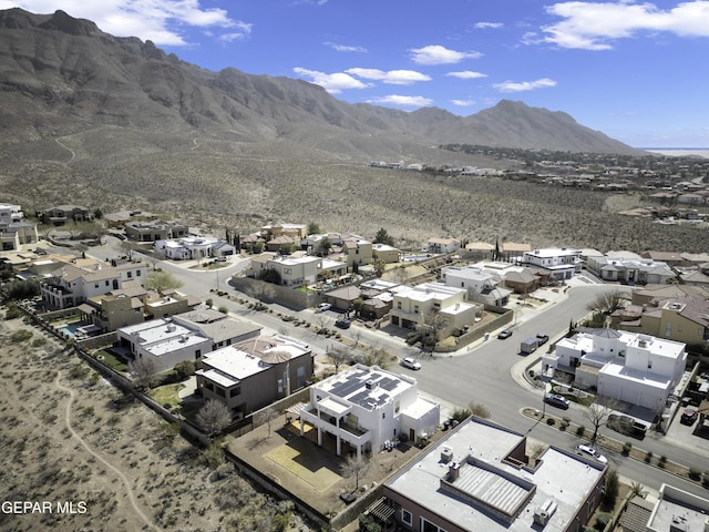 aerial view with a residential view and a mountain view