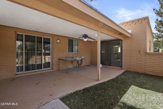 view of patio / terrace featuring ceiling fan