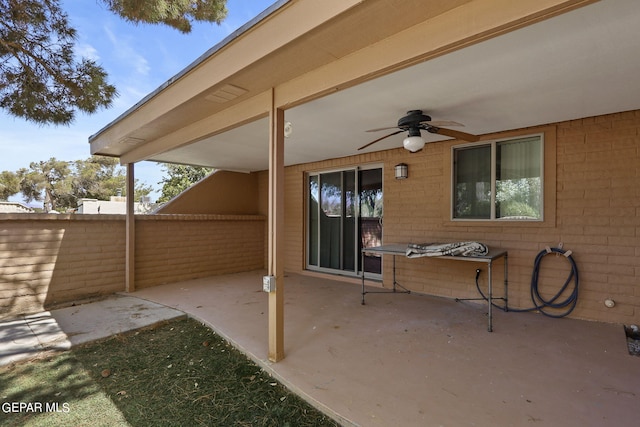 view of patio / terrace with a ceiling fan