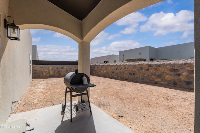 view of patio / terrace with a fenced backyard and grilling area