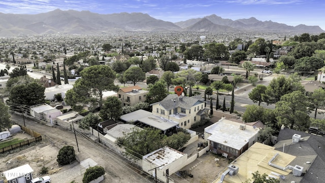 drone / aerial view with a mountain view