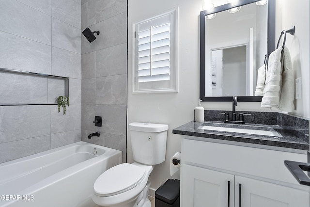 full bath with toilet, shower / washtub combination, and vanity