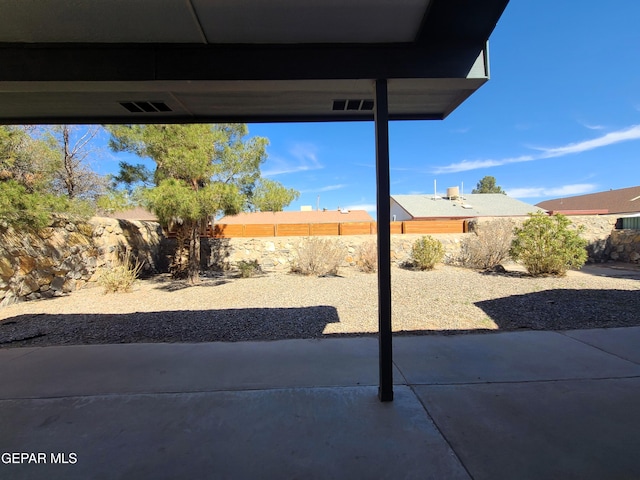 view of patio / terrace featuring visible vents and a fenced backyard