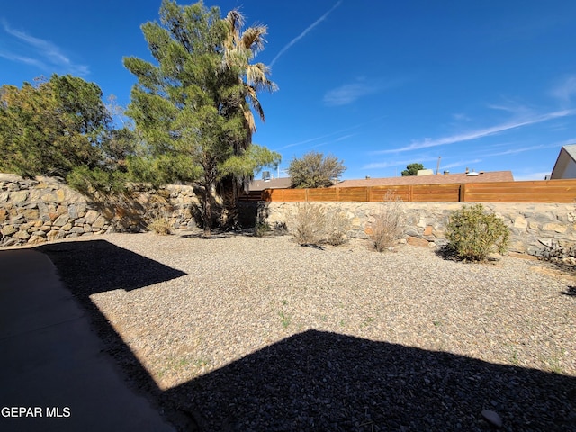 view of yard with a fenced backyard