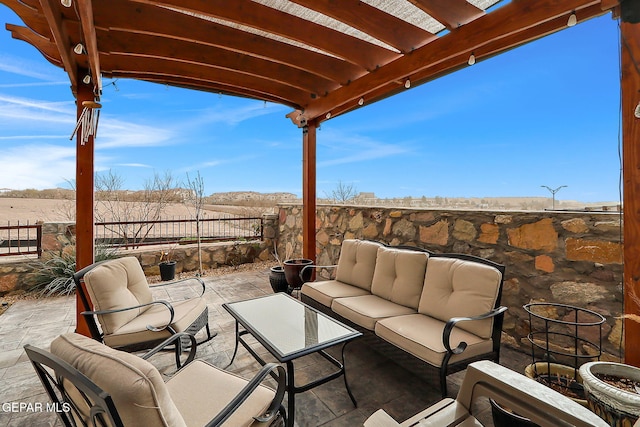 view of patio / terrace with a fenced backyard and an outdoor hangout area