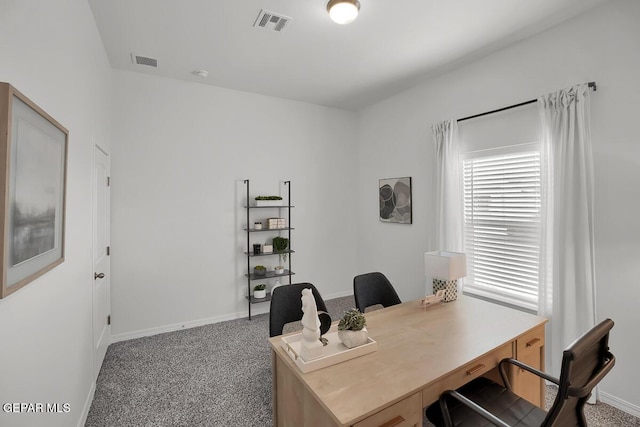 office area with carpet flooring and baseboards