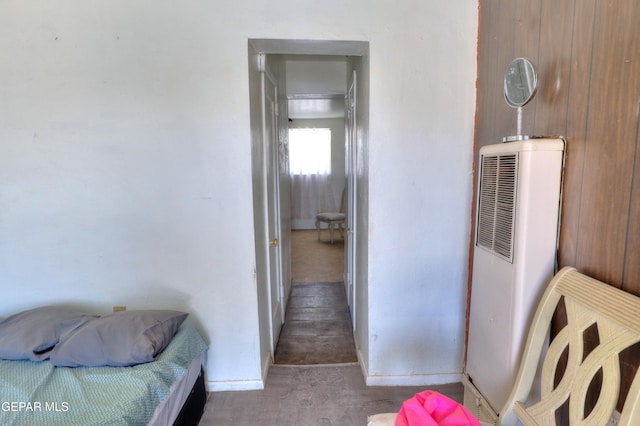 bedroom featuring a heating unit