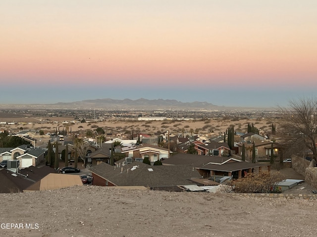 property view of mountains with a residential view