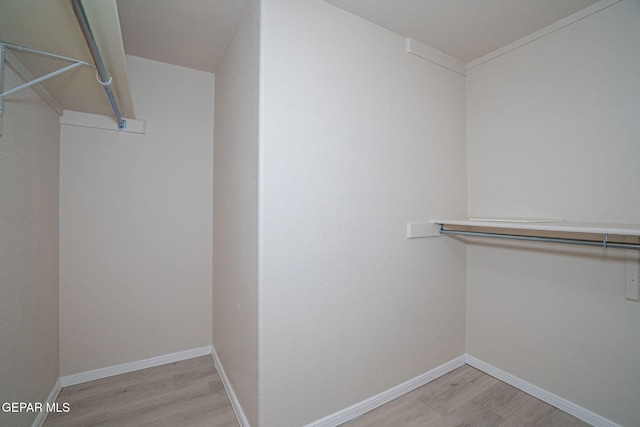 walk in closet featuring light wood-style flooring