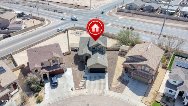 bird's eye view with a residential view