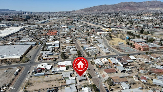 aerial view with a mountain view