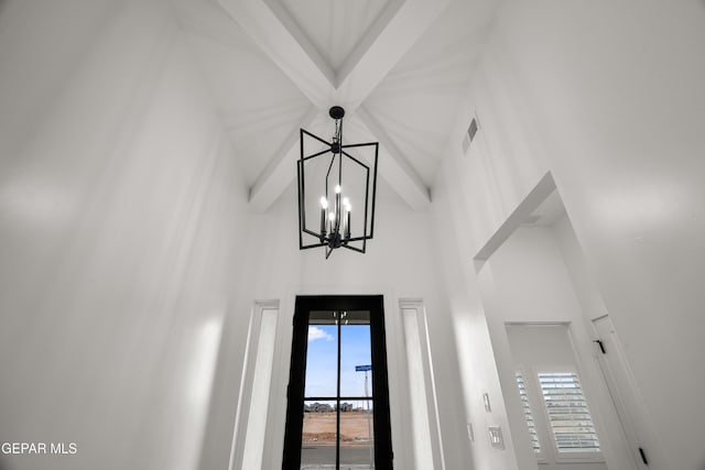 interior details with a chandelier and visible vents