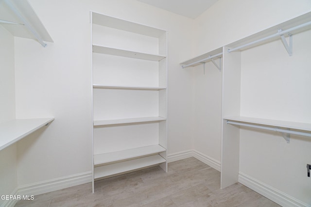 walk in closet featuring wood finished floors