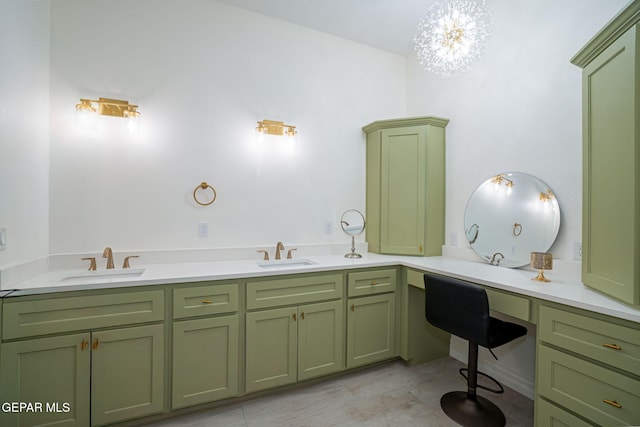 bathroom with double vanity and a sink