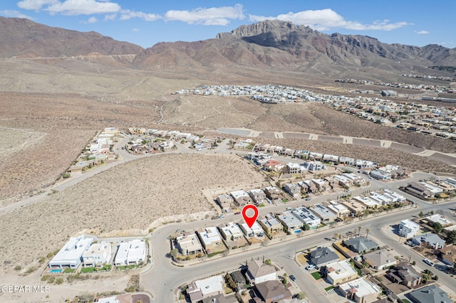 bird's eye view featuring a mountain view and a residential view