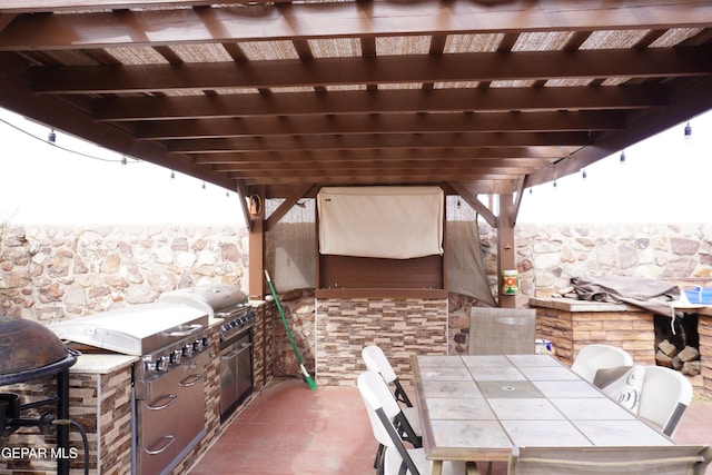 view of patio with outdoor dining space and area for grilling