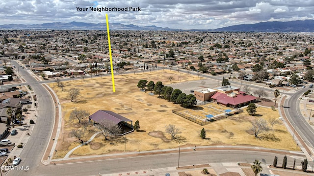 bird's eye view featuring a mountain view