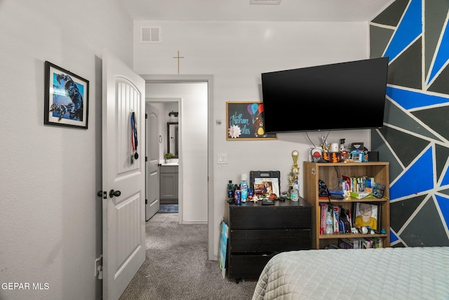 bedroom featuring visible vents and carpet floors