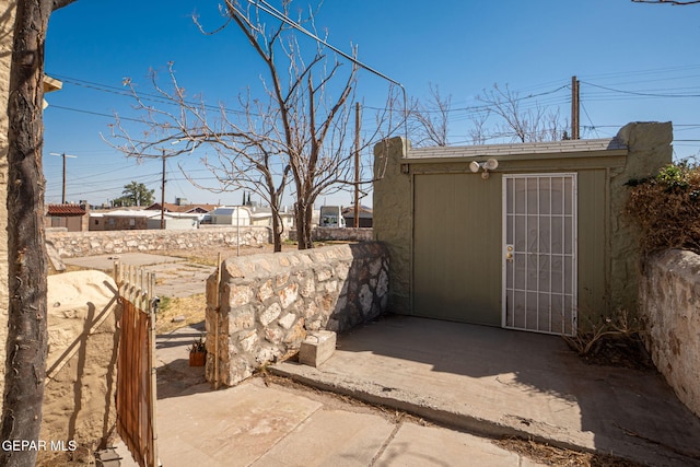 exterior space with an outbuilding