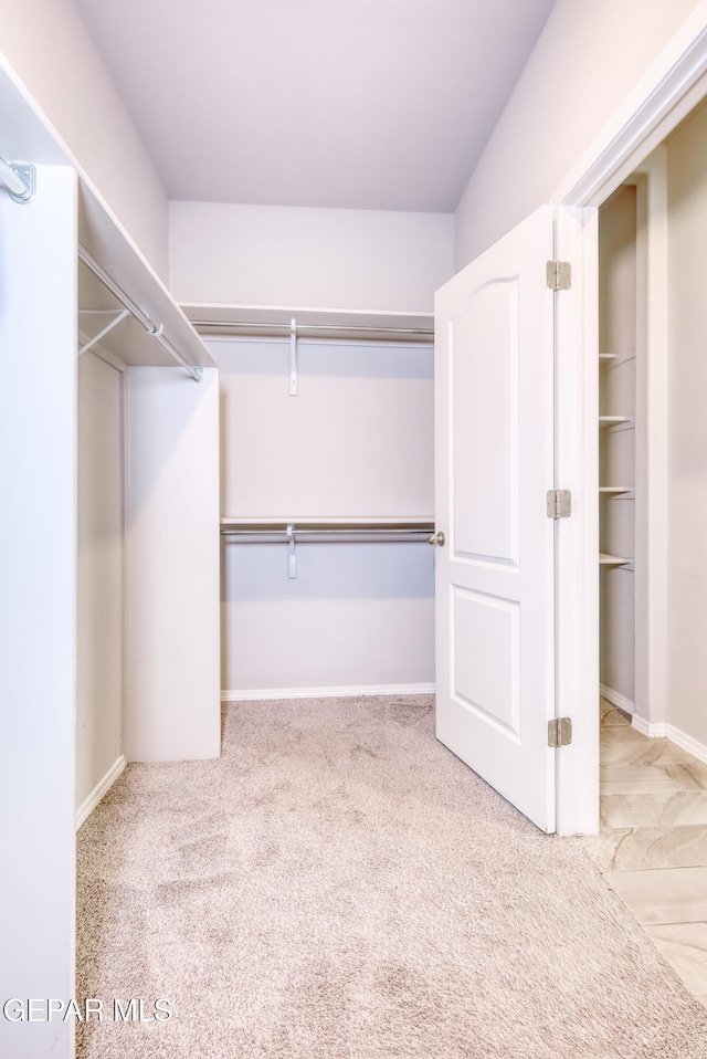 walk in closet featuring carpet