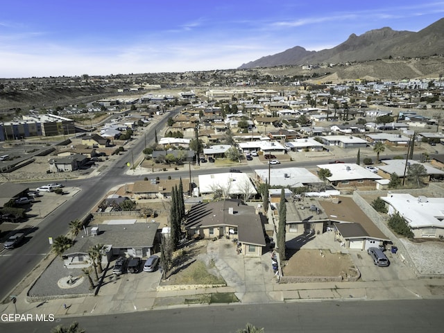 aerial view with a residential view and a mountain view