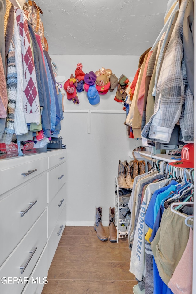 spacious closet featuring wood finished floors