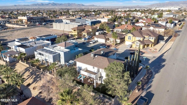 aerial view with a mountain view and a residential view