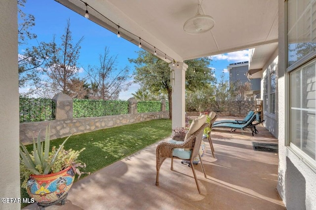 view of patio featuring a fenced backyard