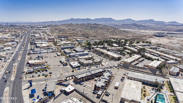 drone / aerial view with a mountain view