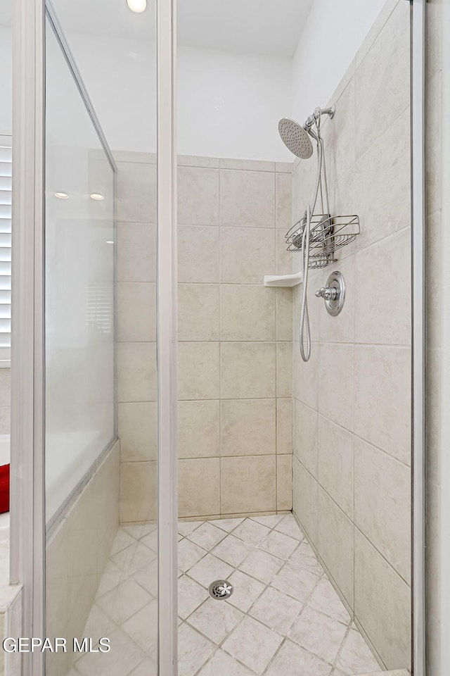 full bath with a shower stall