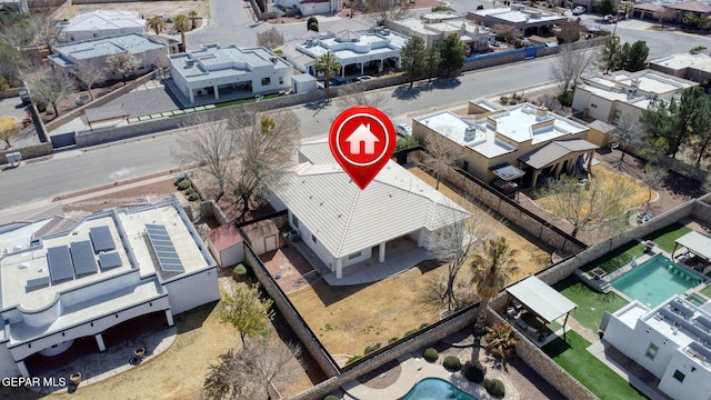 bird's eye view with a residential view