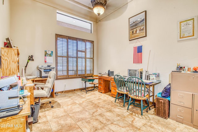 home office with baseboards