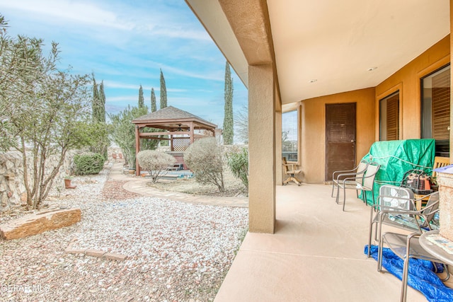 view of patio / terrace with a gazebo