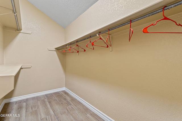 walk in closet featuring wood finished floors