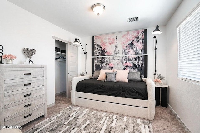 bedroom featuring visible vents, multiple windows, and baseboards