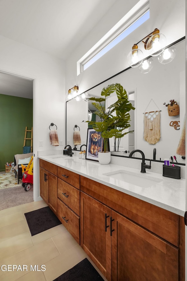 7402 Wooden Nickel Dr, El Paso, TX 79911 - full bathroom featuring double vanity, a sink, and tile patterned floors