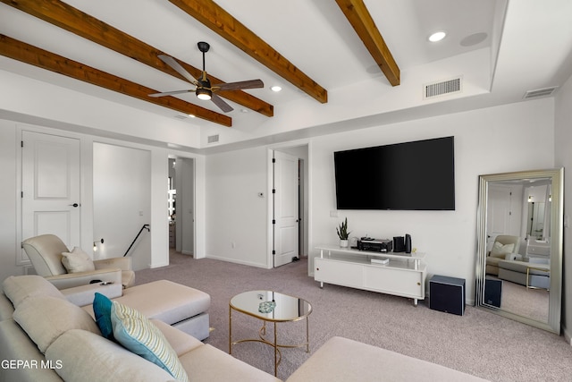 7402 Wooden Nickel Dr, El Paso, TX 79911 - living room featuring visible vents, ceiling fan, and carpet