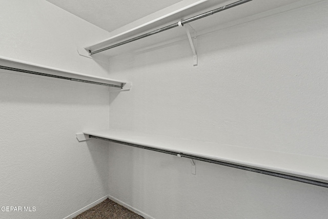 spacious closet with dark carpet