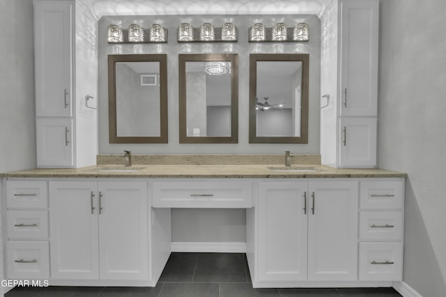 4945 Vista Grande Cir, El Paso, TX 79922 - full bath with double vanity, visible vents, tile patterned flooring, and a sink